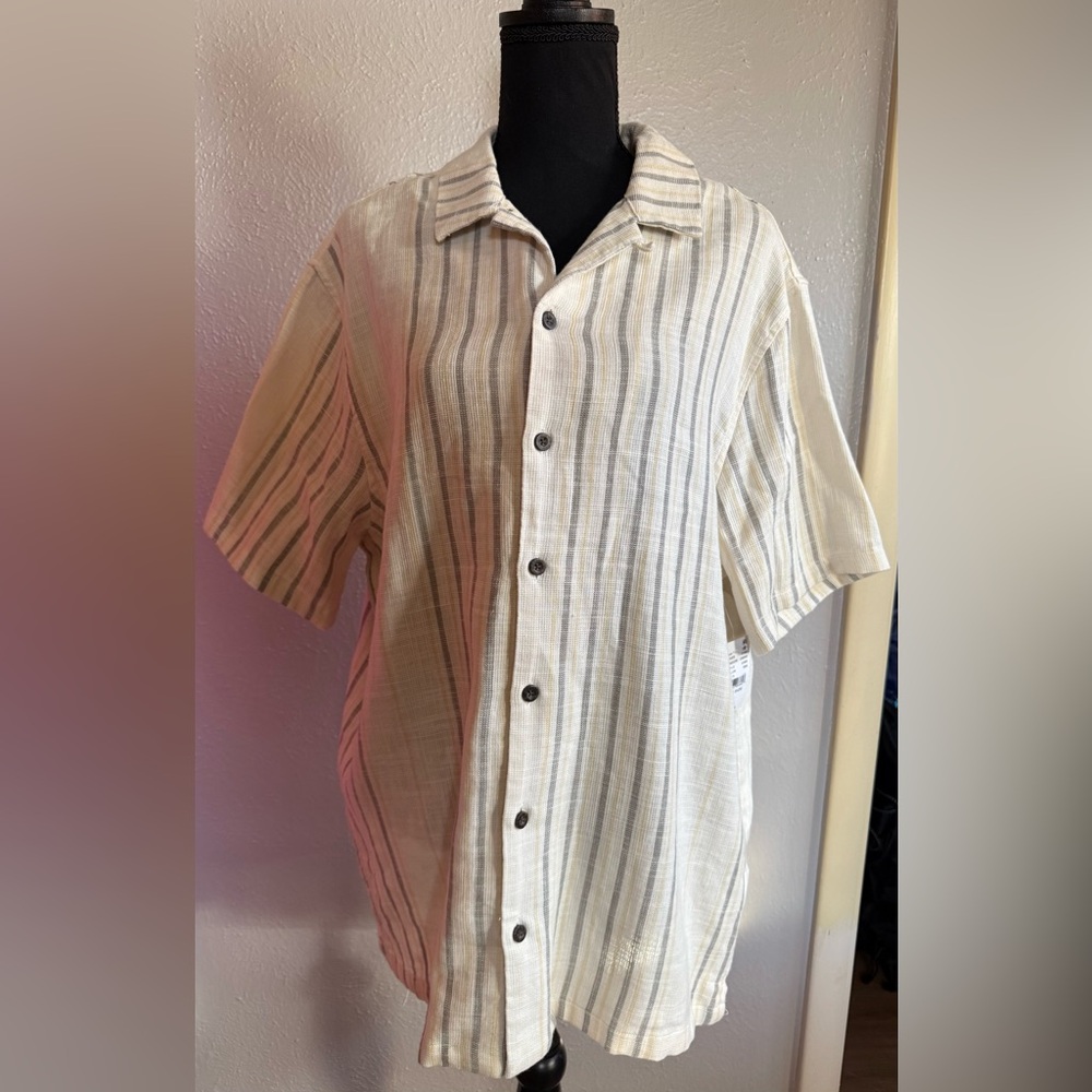PacSun Beige and Gray Striped Men's Shirt